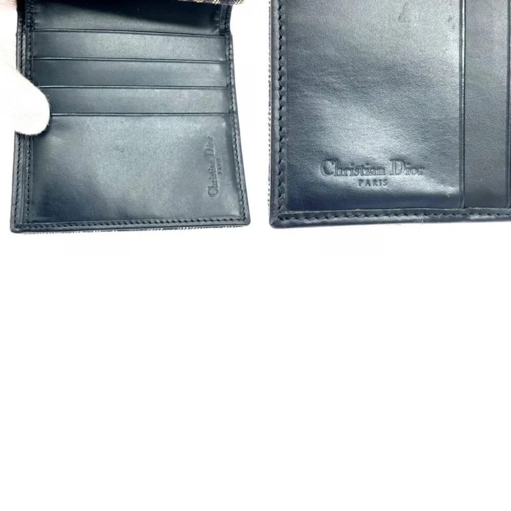 Dior Christian Leather Canvas Trotter Trifold Wallet